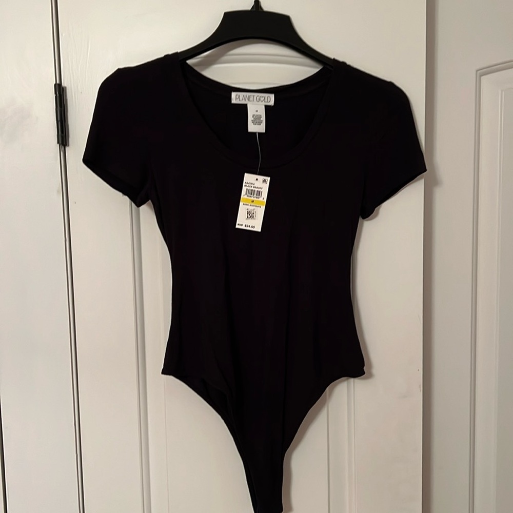 Planet Gold Women’s Black Basic Bodysuit Medium
